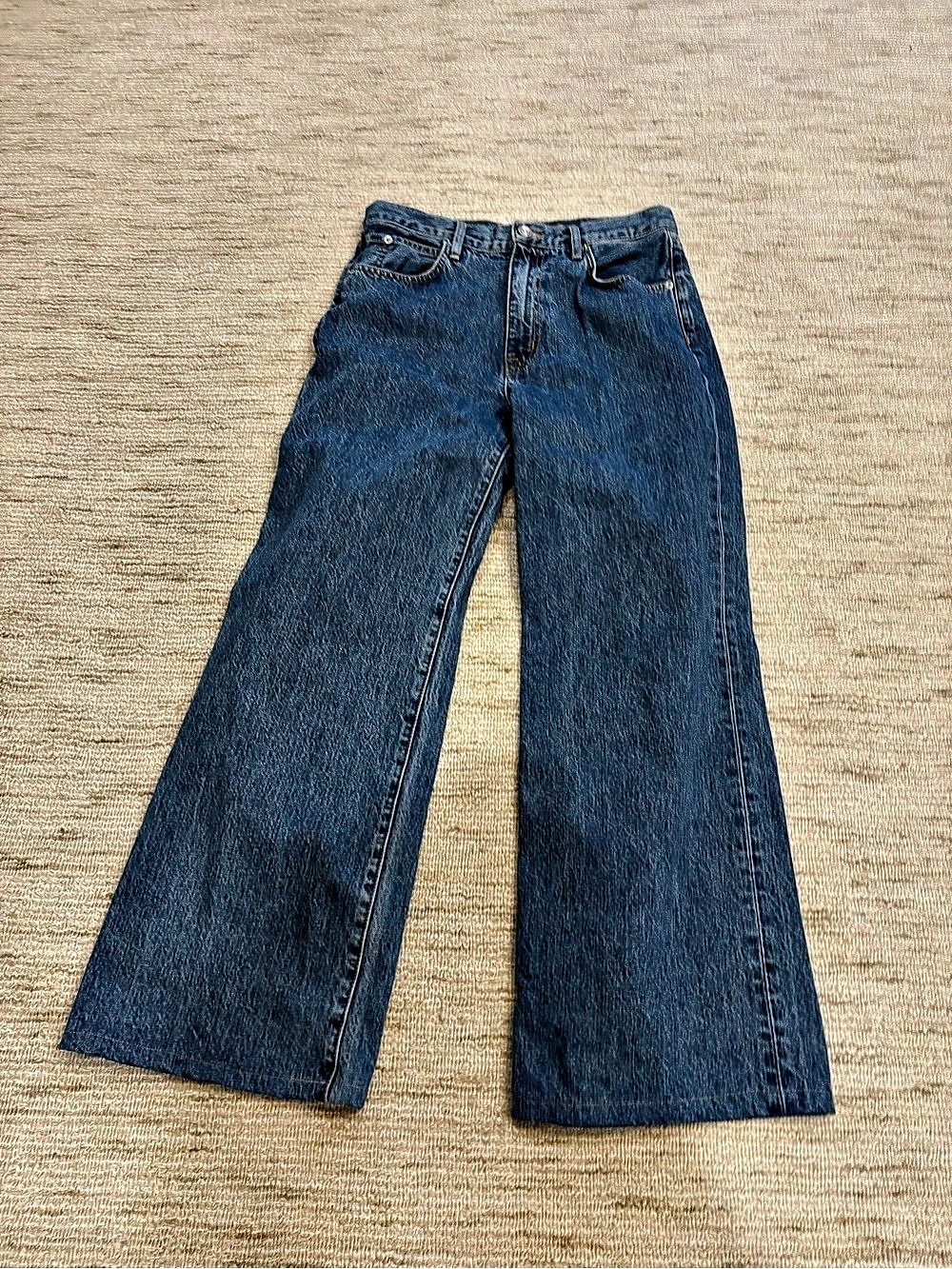 SLVRLAKE Grace Ankle Wide Leg Jeans in Blue Waist 29 Like New